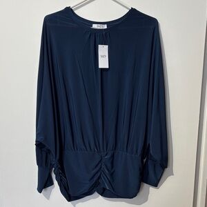 Suzy Shier NWT XL Elegant Navy Blouse